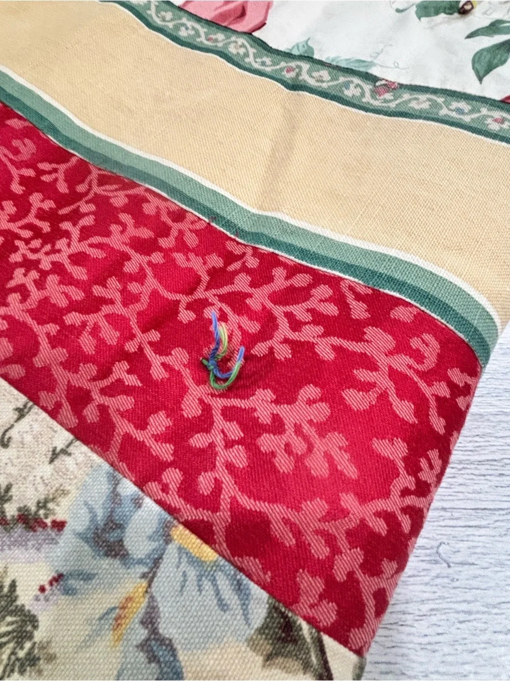 Vintage OOAK Hand Sewn Striped Thin Quilt No Batting Lightweight Shabby 60”X80”